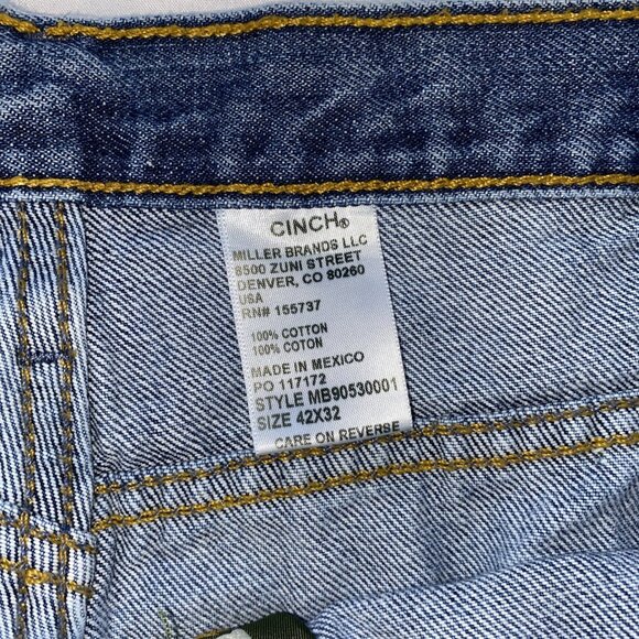 Cinch Green Label Men's 42x32 Relaxed medium Stonewash - Picture 7 of 10